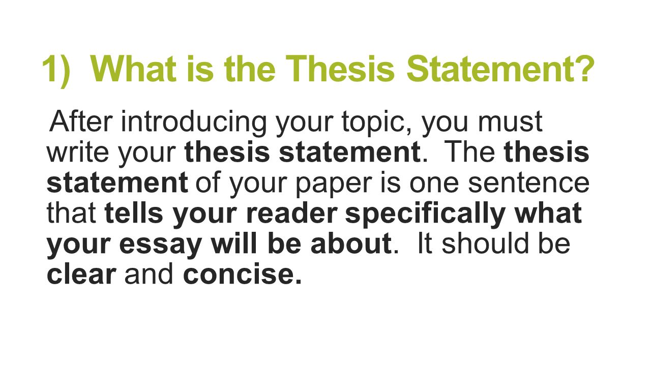 Topic Sentence And Thesis Statement Worksheet